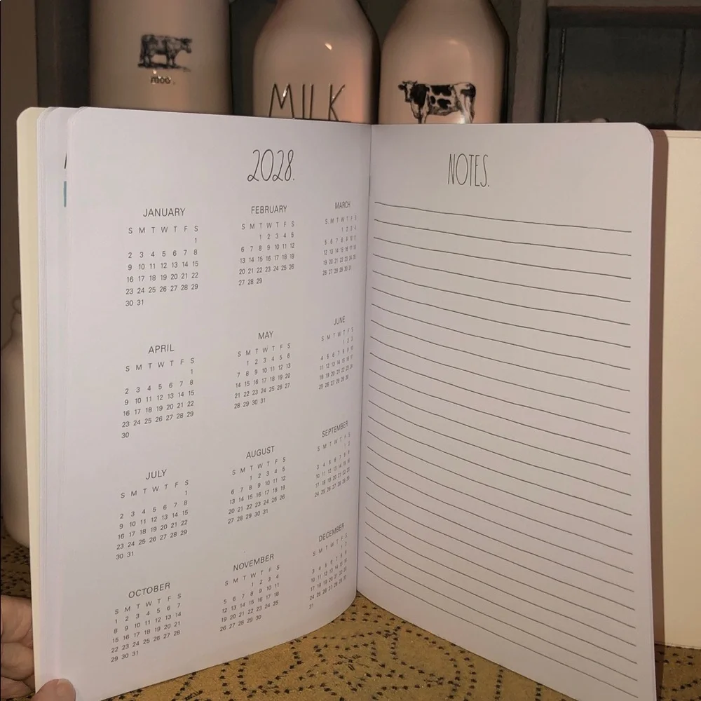 Rae Dunn 2027. 17 Month Planner with Blue/Green Stripes Design